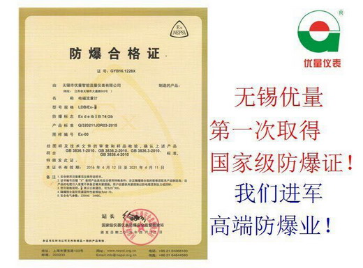 優量國家級防爆合格證